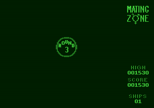 Mating Zone Apple II Screenshot: Round 3 start...