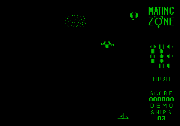 Mating Zone Apple II Screenshot: Game demo mode.