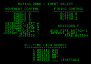 Mating Zone for Apple II - Mating Zone input setup screen.