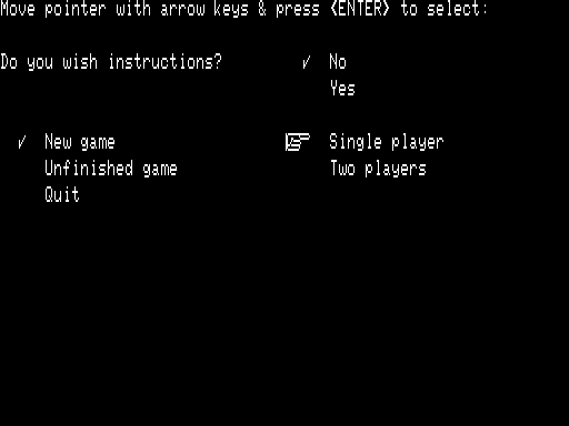 Sink the Fleet TRS-80 Screenshot: Setting up some options for a new game...