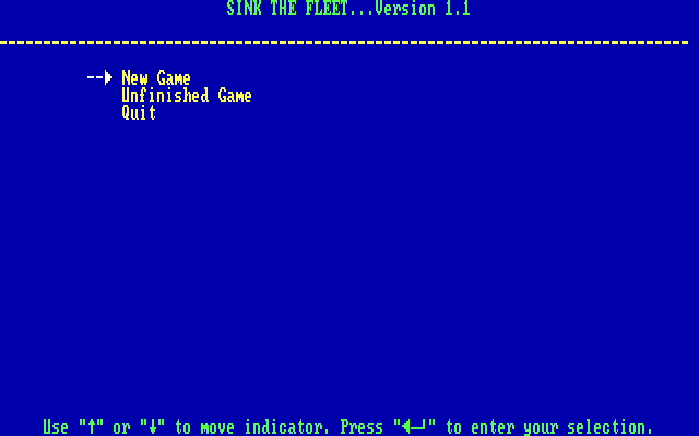 Sink the Fleet IBM PC/Compatibles Screenshot: Starting a new game...