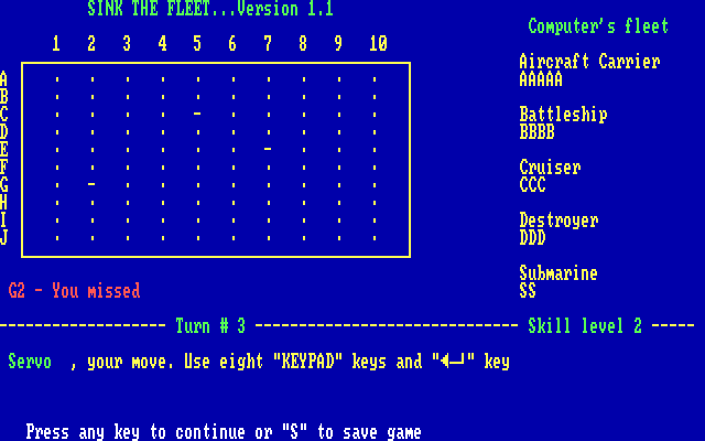 Sink the Fleet IBM PC/Compatibles Screenshot: I missed!
