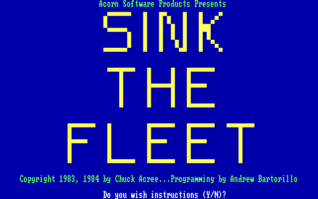 Sink the Fleet IBM PC/Compatibles Screenshot: Title screen.