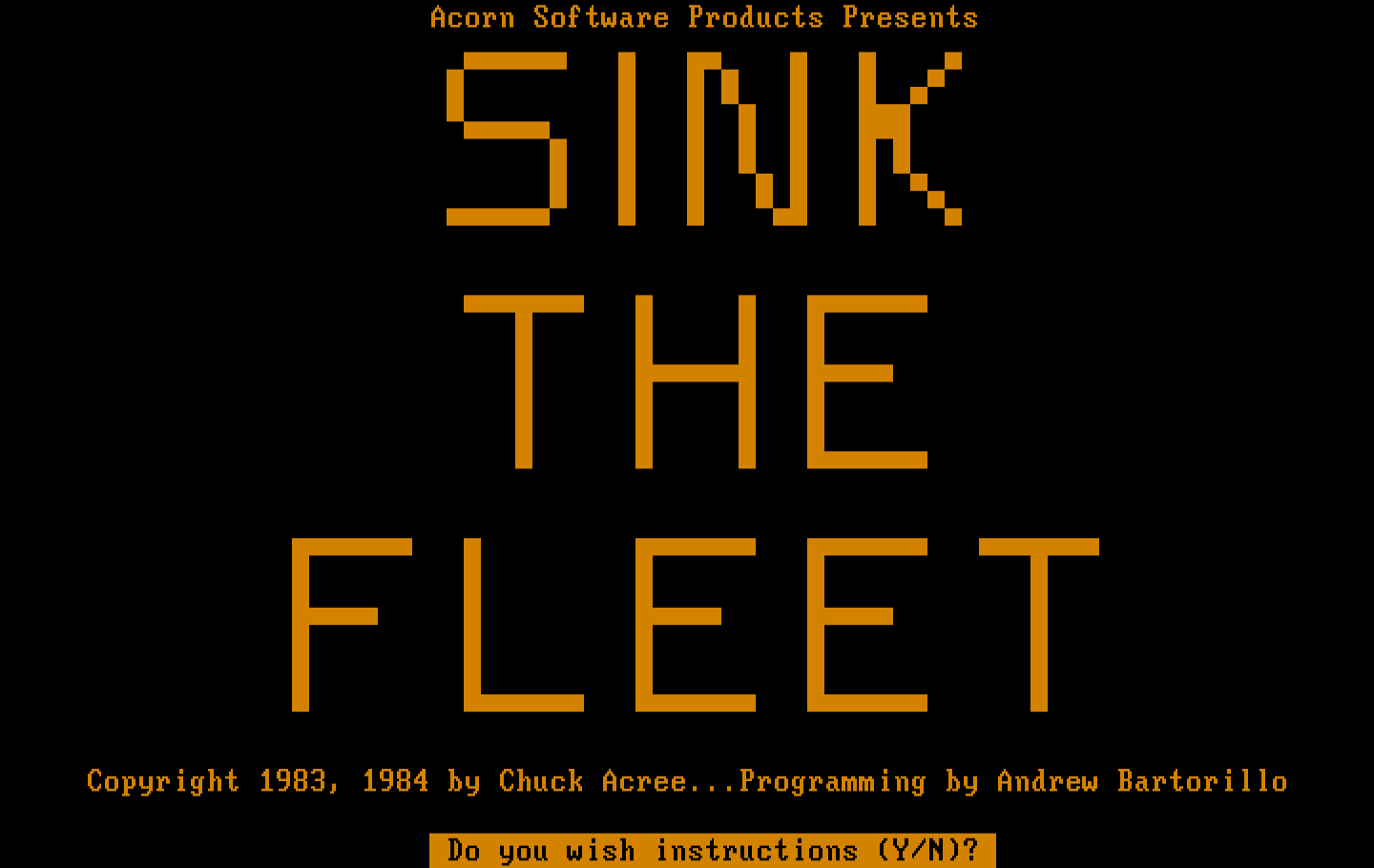 Sink the Fleet IBM PC/Compatibles Screenshot: Title screen.