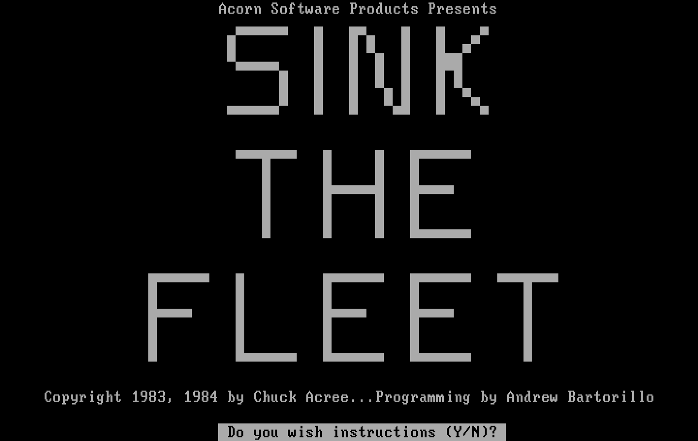 Sink the Fleet IBM PC/Compatibles Screenshot: Title screen.