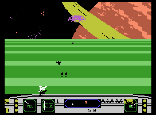 Moonsweeper ColecoVision Screenshot: Moon surface...try to rescue people!