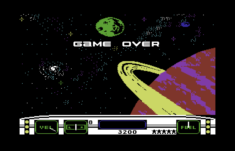 Moonsweeper Commodore 64 Screenshot: Game over.