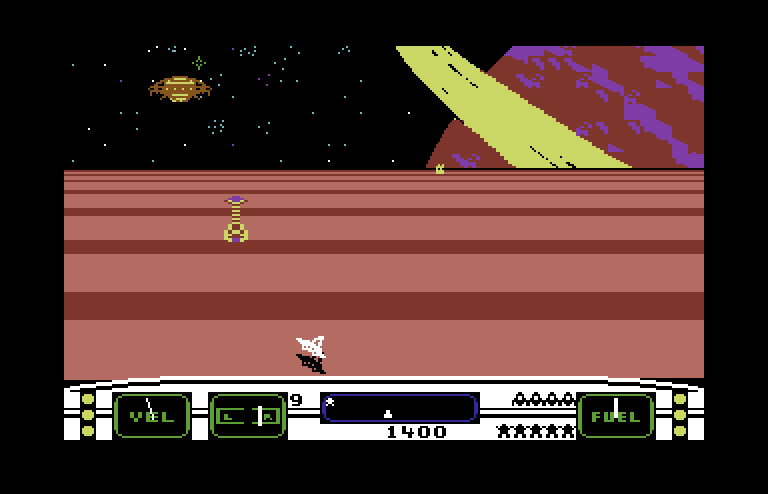 Moonsweeper Commodore 64 Screenshot: You can shoot opponents, or simply dodge them...