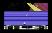 Moonsweeper for Commodore 64 - Use those white devices to increase speed and eventually return to orbit!