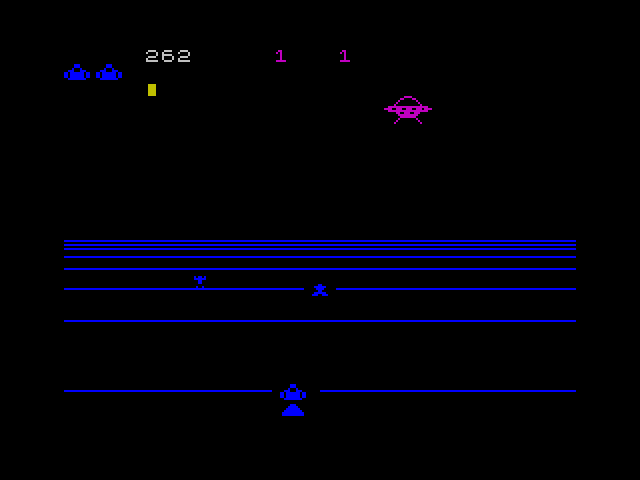 Moonsweeper ZX Spectrum Screenshot: A blue planet; try to rescue the stranded miners!