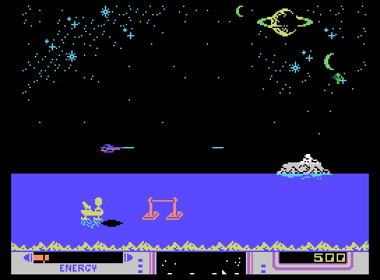 Nova Blast ColecoVision Screenshot: Watch out for that enemy floating in the water...