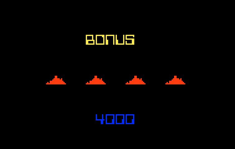 Nova Blast Intellivision Screenshot: Level completed, bonus points...