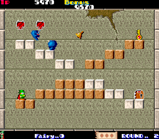 Solomon's Key Arcade Screenshot: Start of round 2.