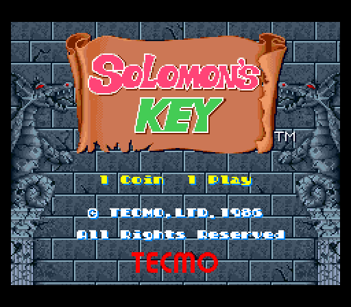 Solomon's Key Arcade Screenshot: Title screen.