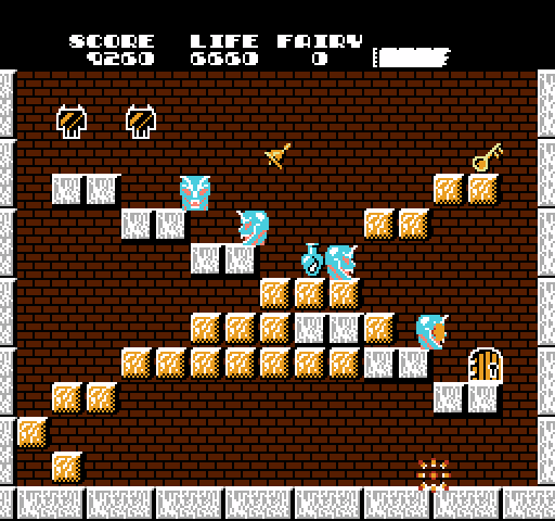Solomon's Key NES / Famicom Screenshot: I was caught and fell to the floor.