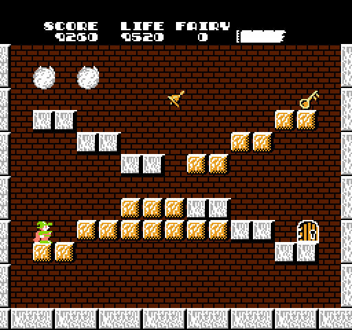 Solomon's Key NES / Famicom Screenshot: Second room start.