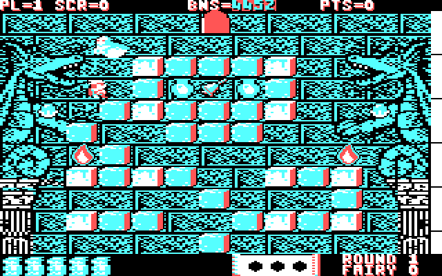 Solomon's Key IBM PC/Compatibles Screenshot: Have the key, now heading towards the exit.