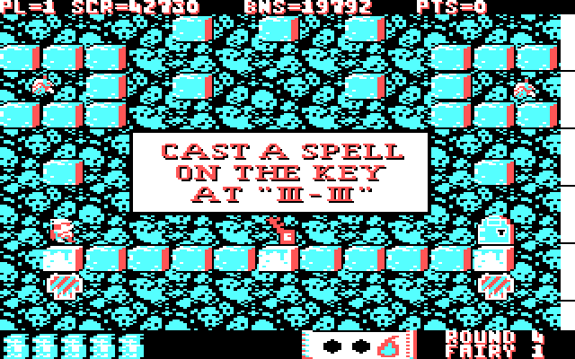 Solomon's Key IBM PC/Compatibles Screenshot: A bonus level.