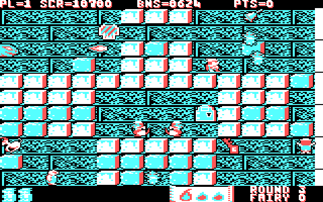 Solomon's Key IBM PC/Compatibles Screenshot: There are a lot of things to dodge in this room.
