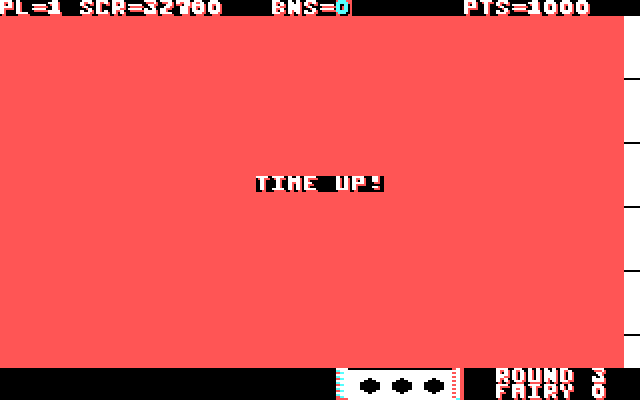 Solomon's Key IBM PC/Compatibles Screenshot: Oops, ran out of time; I'll need to start again.