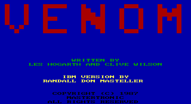 Venom IBM PC/Compatibles Screenshot: Title screen.