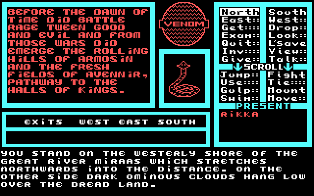 Venom IBM PC/Compatibles Screenshot: On the westerly shore of a great river.