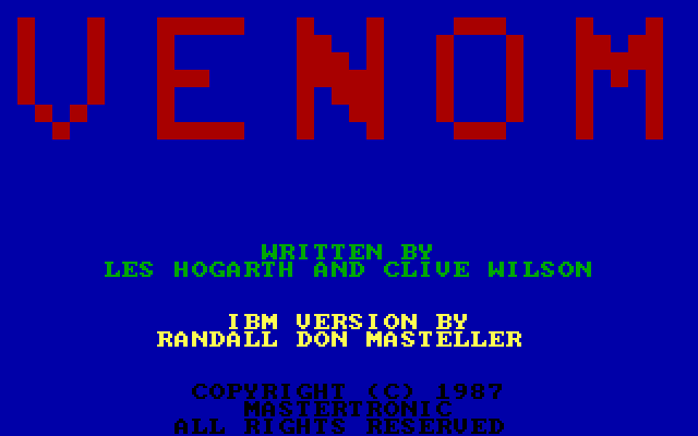 Venom IBM PC/Compatibles Screenshot: Title screen.