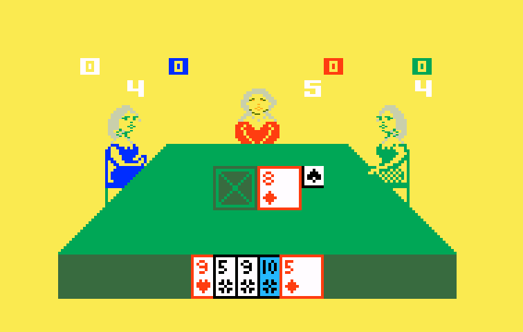 Royal Dealer Intellivision Screenshot: Beginning a game of crazy eights.