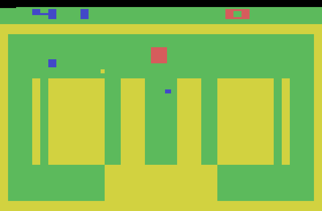Miniature Golf Atari 2600 Screenshot: The red block is moving and constantly gets in the way.