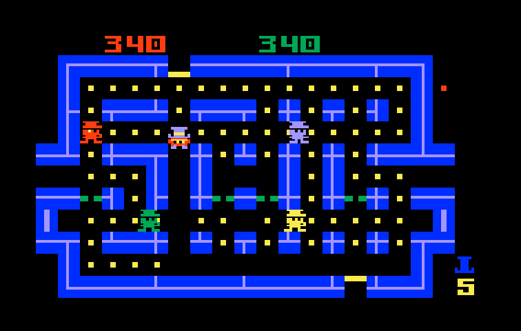 Lock 'n' Chase Intellivision Screenshot: Game in progress...