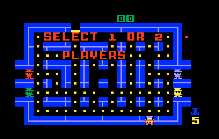 Lock 'n' Chase Intellivision Screenshot: Select 1 or 2 players.