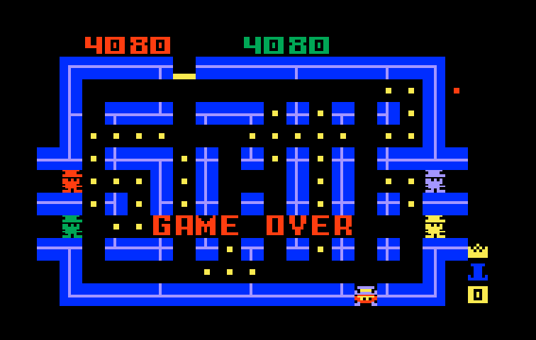 Lock 'n' Chase Intellivision Screenshot: Game over.
