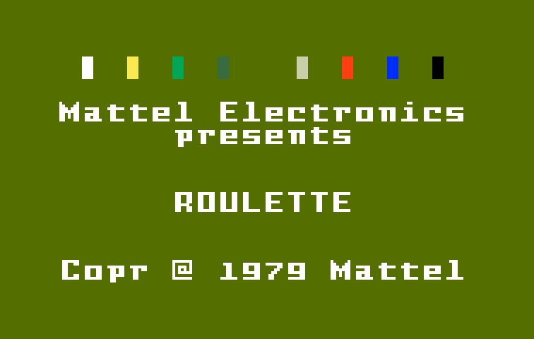 Las Vegas Roulette Intellivision Screenshot: Title screen.