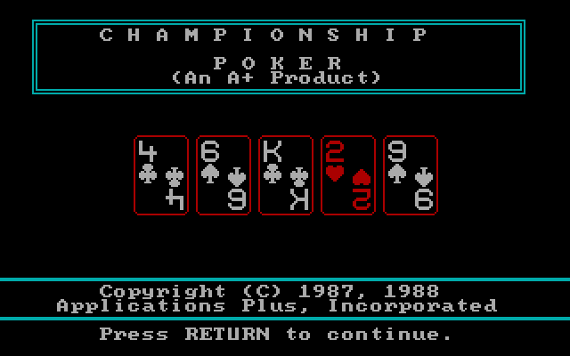 Championship Poker IBM PC/Compatibles Screenshot: Title screen.