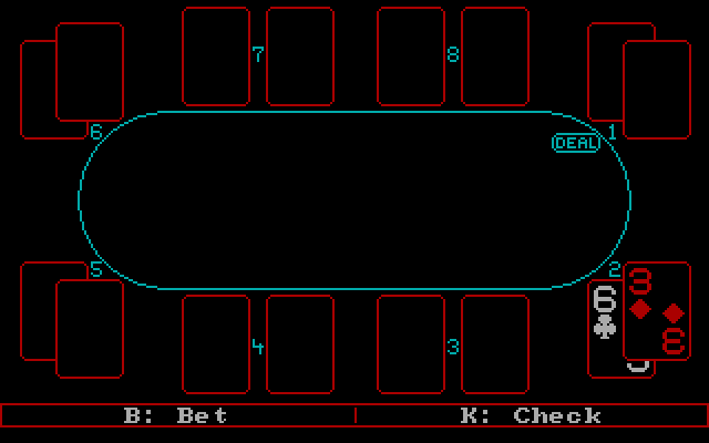 Championship Poker IBM PC/Compatibles Screenshot: Bet or check?