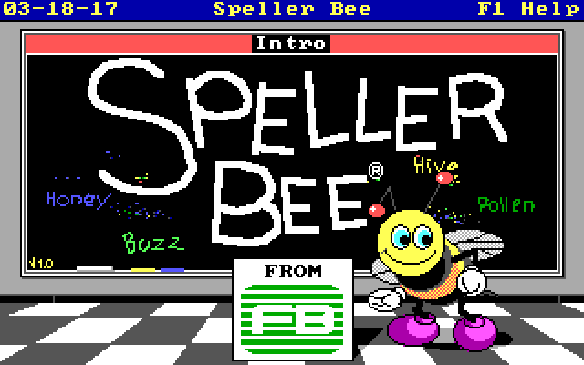 Speller Bee IBM PC/Compatibles Screenshot: Title screen.