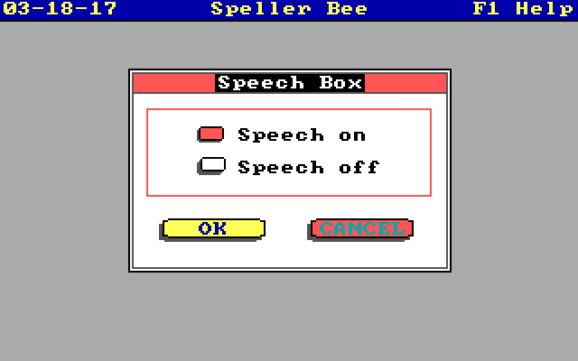 Speller Bee IBM PC/Compatibles Screenshot: Do you want speech during the game?