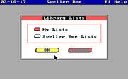 Speller Bee for IBM PC/Compatibles - For exercises and games you can use a list you create or one included with the game.