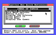 Speller Bee for IBM PC/Compatibles - A quick reference is included to tell you about the activities.