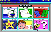 Speller Bee for IBM PC/Compatibles - The main game menu.