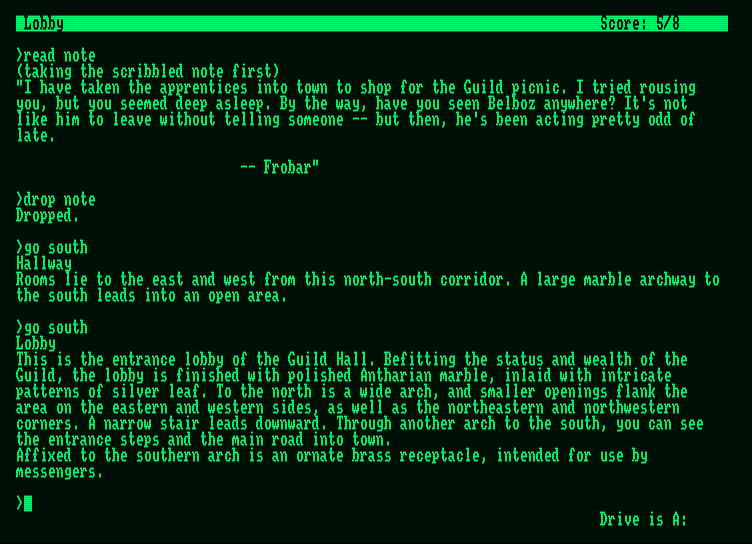 Sorcerer Amstrad PCW Screenshot: Exploring a bit...