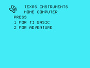 Golden Voyage, The for TI-99/4A - TI-99/4A main menu.