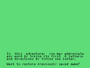 Golden Voyage, The for TI-99/4A - Do you want to load a previously saved game?