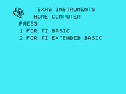 Draw Poker for TI-99/4A - TI-99/4A main menu.