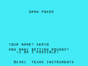 Draw Poker for TI-99/4A - How many rounds of betting do you want?