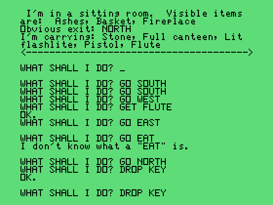 Pyramid of Doom TI-99/4A Screenshot: Hmm, there's a fireplace here...
