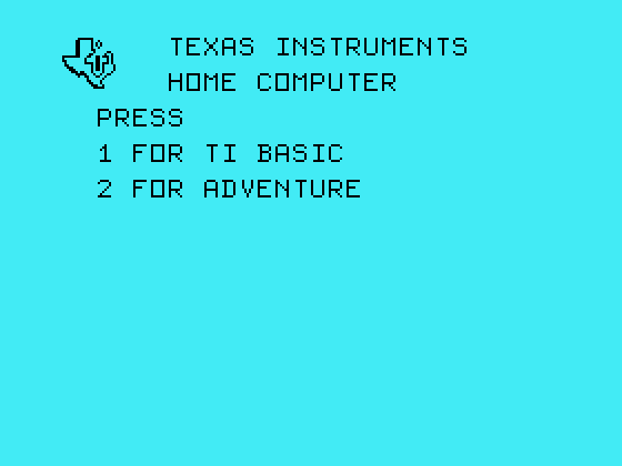 Pyramid of Doom TI-99/4A Screenshot: TI-99/4A main menu.