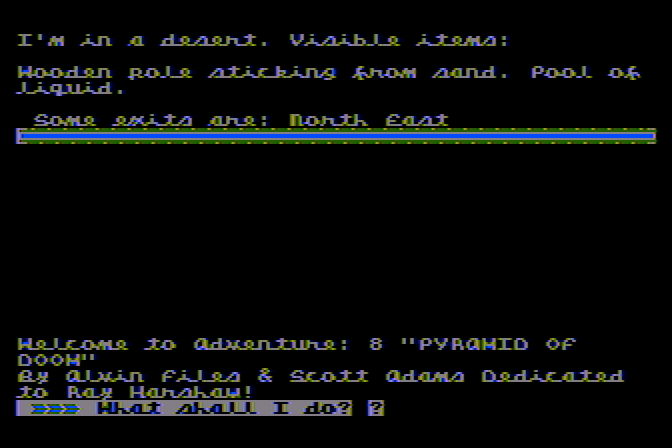Pyramid of Doom Atari 8-bit Screenshot: Game start.