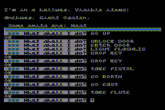 Pyramid of Doom Atari 8-bit Screenshot: I've come across a giant oyster...