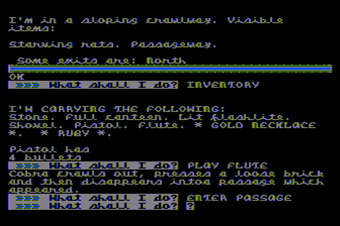 Pyramid of Doom Atari 8-bit Screenshot: Entering a secret passageway!